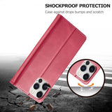 Lc.Imeeke iPhone 15 Pro Max Cover med Kortlomme Standerfunktion Magenta