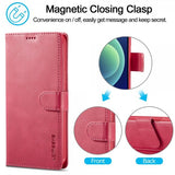 Lc.Imeeke iPhone 15 Pro Max Cover med Kortlomme Standerfunktion Magenta