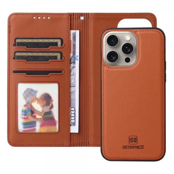 Betopnice iPhone 15 Pro Max Cover med Aftageligt Etui 005 Brun