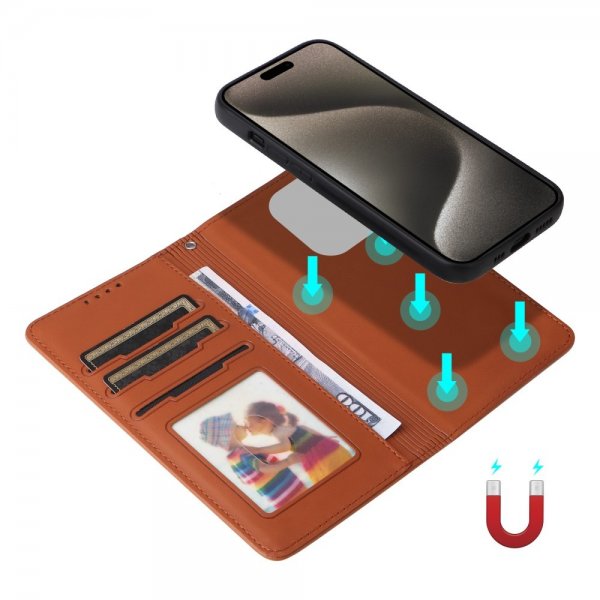 Betopnice iPhone 15 Pro Max Cover med Aftageligt Etui 005 Brun