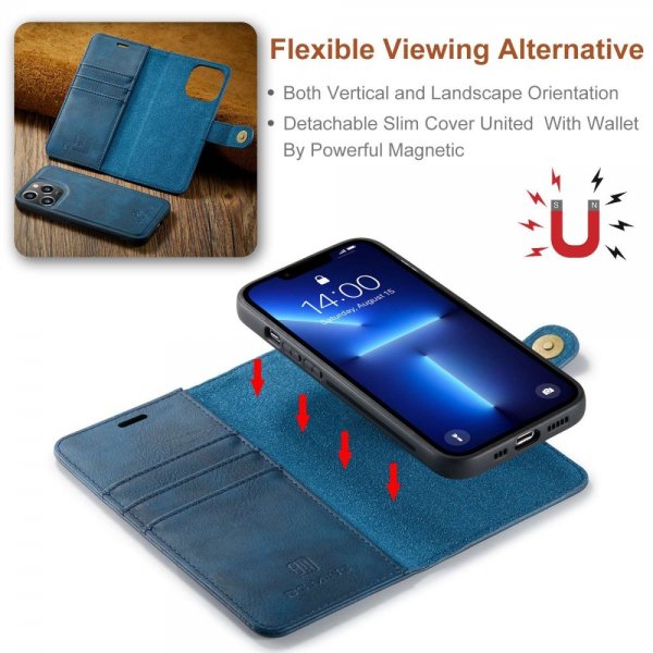 Dg.Ming iPhone 15 Pro Max Etui med Aftageligt Cover Blå
