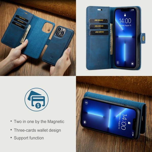 Dg.Ming iPhone 15 Pro Max Etui med Aftageligt Cover Blå