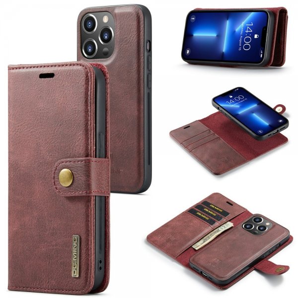 Dg.Ming iPhone 15 Pro Max Etui med Aftageligt Cover Rød