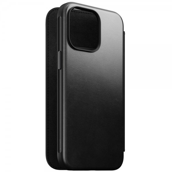 Nomad iPhone 15 Pro Max Cover Modern Leather Folio Horween Sort