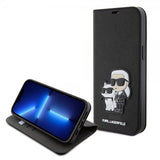 Karl Lagerfeld iPhone 15 Pro Max Cover NFT Karl & Choupette Patch Saffiano Sort