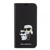 Karl Lagerfeld iPhone 15 Pro Max Cover NFT Karl & Choupette Patch Saffiano Sort