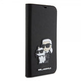 Karl Lagerfeld iPhone 15 Pro Max Cover NFT Karl & Choupette Patch Saffiano Sort