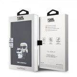 Karl Lagerfeld iPhone 15 Pro Max Cover NFT Karl & Choupette Patch Saffiano Sort