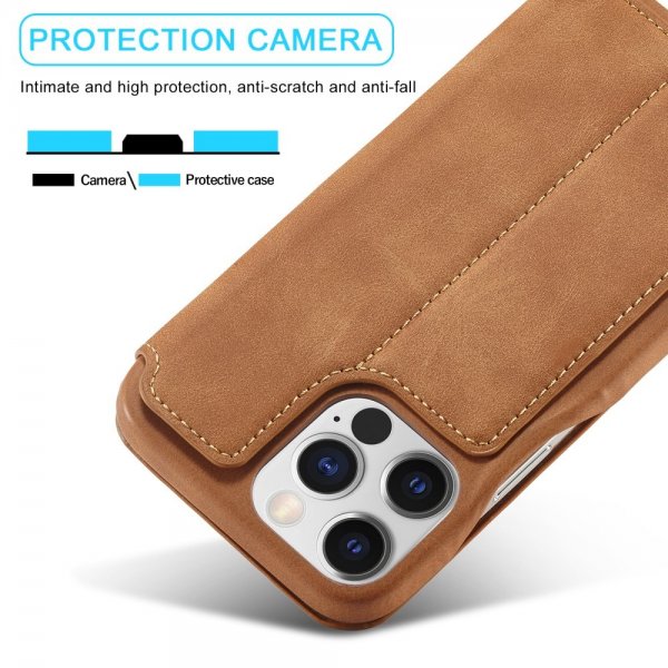 Lc.Imeeke iPhone 15 Pro Max Cover Retro Brun