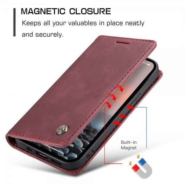 CaseMe iPhone 15 Pro Max Etui Retro Flip Rød