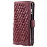 iPhone 15 Pro Max Etui Diamantmønster Lynlås Rød