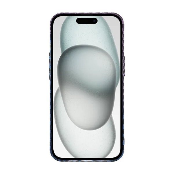 iPhone 15 Pro Max Cover Kulfibermønster Blå Lilla