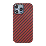 iPhone 15 Pro Max Cover Kulstofibermønster Rød