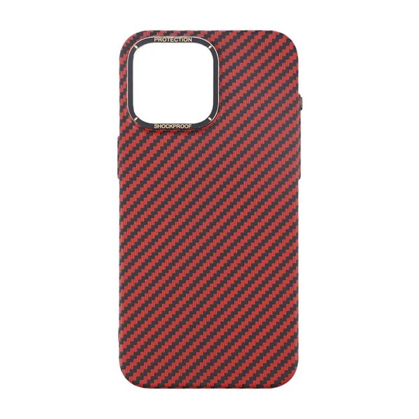 iPhone 15 Pro Max Cover Kulstofibermønster Rød