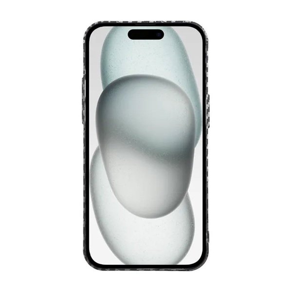 iPhone 15 Pro Max Cover Kulfibermønster Sort Hvid