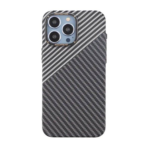 iPhone 15 Pro Max Cover Kulfibermønster Sort Hvid