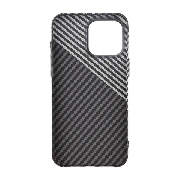 iPhone 15 Pro Max Cover Kulfibermønster Sort Hvid