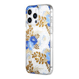 iPhone 15 Pro Max Cover Blomstermønster MagSafe Blå Guld