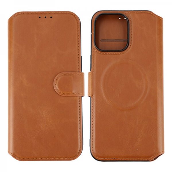 Rvelon iPhone 15 Pro Max Etui 4 Kortlommer MagSafe Brun