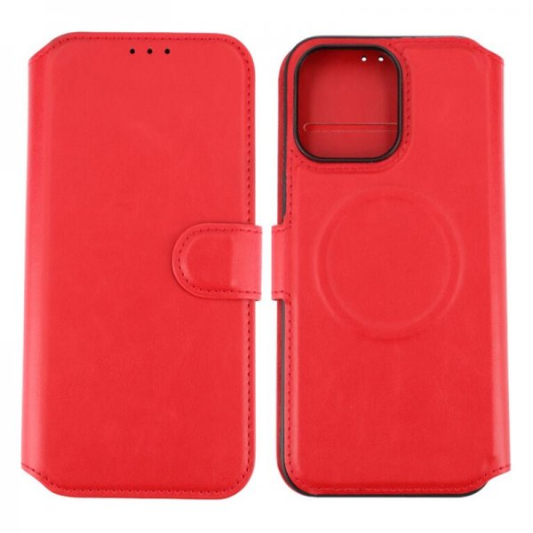 Rvelon iPhone 15 Pro Max Etui 4 Kortlommer MagSafe Rød