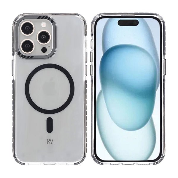 Rvelon iPhone 15 Pro Max Cover TPU MagSafe Sort Gennemsigtig