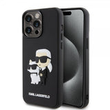 Karl Lagerfeld iPhone 15 Pro Max Cover 3D Gummi Karl & Choupette Sort