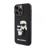 Karl Lagerfeld iPhone 15 Pro Max Cover 3D Gummi Karl & Choupette Sort