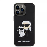 Karl Lagerfeld iPhone 15 Pro Max Cover 3D Gummi Karl & Choupette Sort