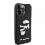 Karl Lagerfeld iPhone 15 Pro Max Cover 3D Gummi Karl & Choupette Sort