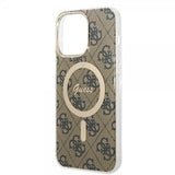 Guess iPhone 15 Pro Max Cover 4G Pattern MagSafe Brun