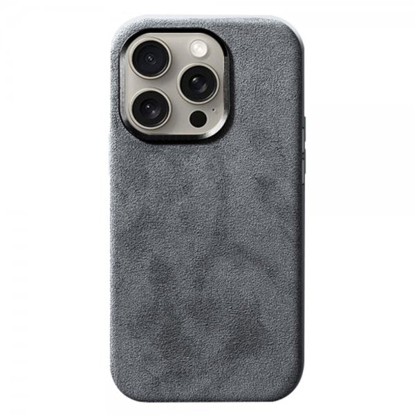 iPhone 15 Pro Max Cover Alcantara MagSafe Grå