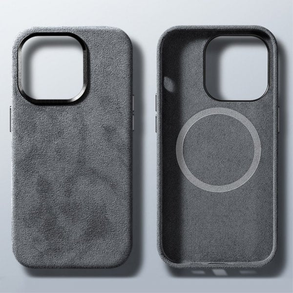 iPhone 15 Pro Max Cover Alcantara MagSafe Grå