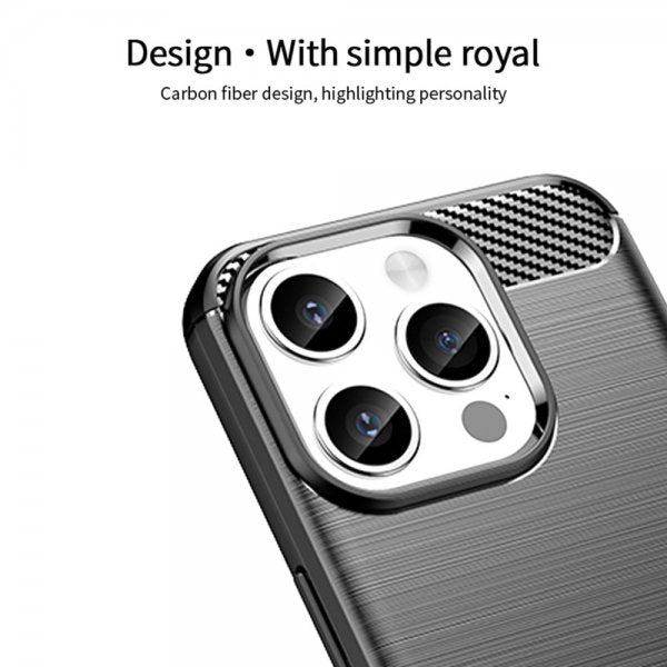 Mofi iPhone 15 Pro Max Cover Børstet Kulfibertekstur Rød