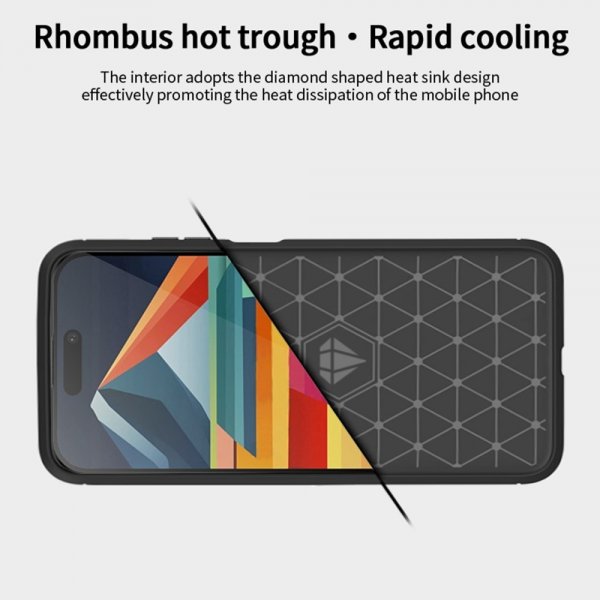Mofi iPhone 15 Pro Max Cover Børstet Kulfibertekstur Sort