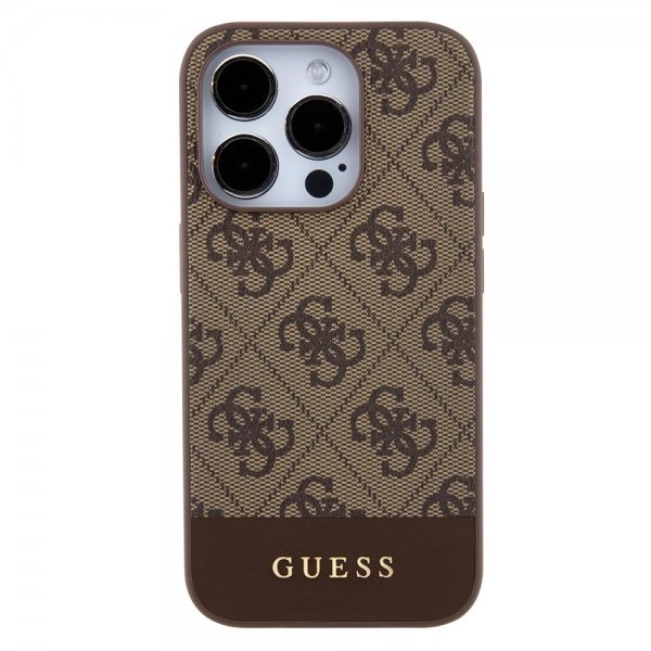 Guess iPhone 15 Pro Max Cover Bottom Stripe MagSafe Brun