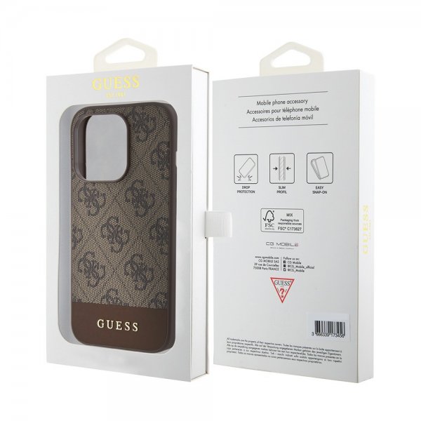Guess iPhone 15 Pro Max Cover Bottom Stripe MagSafe Brun