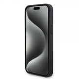 Mercedes Benz iPhone 15 Pro Max Cover Carbon Effect Leather Stripe AMG Sort