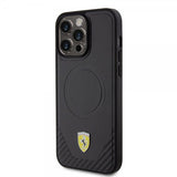 Ferrari iPhone 15 Pro Max Cover Carbon PU Læder MagSafe Sort