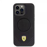 Ferrari iPhone 15 Pro Max Cover Carbon PU Læder MagSafe Sort