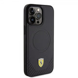 Ferrari iPhone 15 Pro Max Cover Carbon PU Læder MagSafe Sort