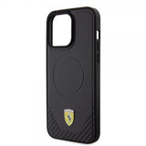 Ferrari iPhone 15 Pro Max Cover Carbon PU Læder MagSafe Sort