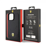 Ferrari iPhone 15 Pro Max Cover Carbon PU Læder MagSafe Sort