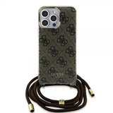 Guess iPhone 15 Pro Max Cover Crossbody Cord Brun