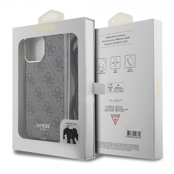 Guess iPhone 15 Pro Max Cover Crossbody Cord Brun