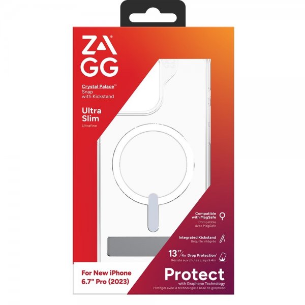 ZAGG iPhone 15 Pro Max Cover Crystal Palace Snap Kickstand Clear