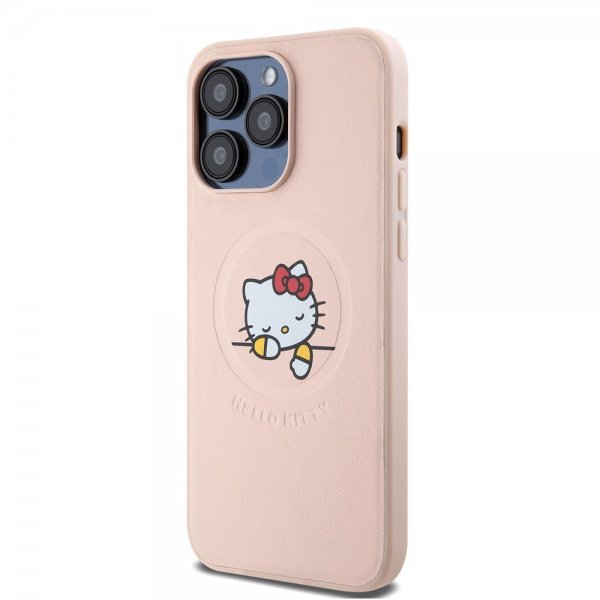 Hello Kitty iPhone 15 Pro Max Cover Præget Logo MagSafe Pink