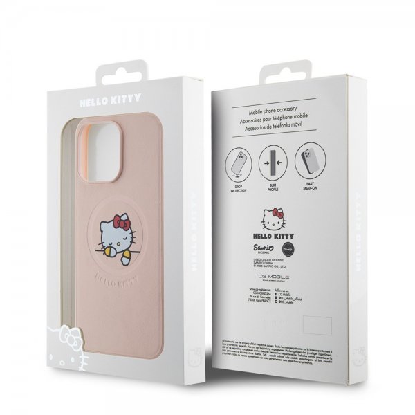 Hello Kitty iPhone 15 Pro Max Cover Præget Logo MagSafe Pink