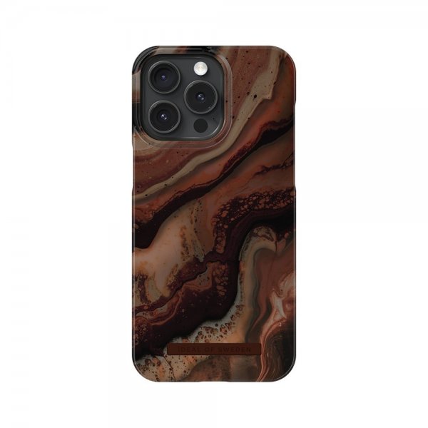 Ideal of Sweden iPhone 15 Pro Max Cover Fashion Case MagSafe Dark Amber Marble