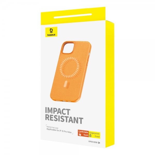 Baseus iPhone 15 Pro Max Cover Fauxther Series MagSafe Orange
