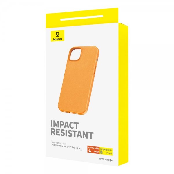 Baseus iPhone 15 Pro Max Cover Fauxther Series Orange